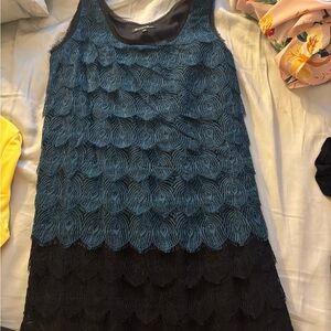 Broadway & Brooke Black and Teal Lace Mini Dress